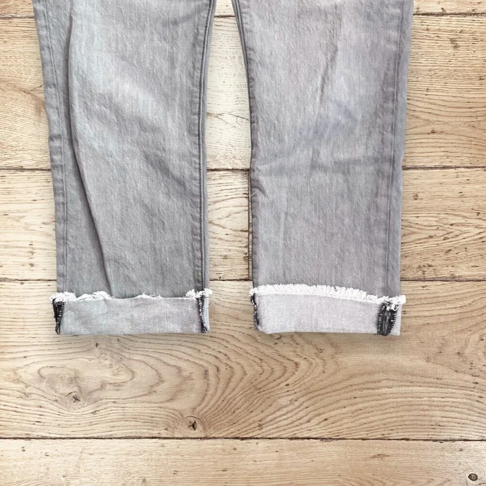 LOFT The Straight Crop Stretch High Rise Waist Denim Jeans Vintage Grey Wash 2